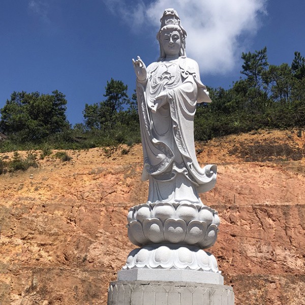 现货石雕观音花岗岩观世音菩萨雕塑寺庙石雕观音佛像摆件