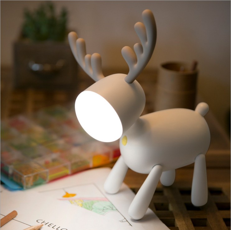 新款麋鹿led台灯小觅鹿卡通usb充电硅胶小夜灯伴睡灯书桌阅读台灯