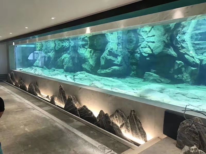 广州长隆欢乐园海鲜鱼池订做-深圳洋清水族专业生产大型酒店亚克力海鲜池-佛山超白玻璃生态鱼缸定做
