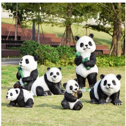 仿真熊猫雕塑摆件 动物园林景观 熊猫工艺品批发
