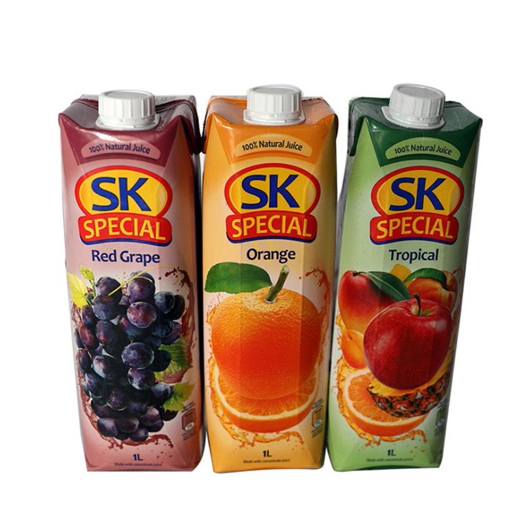 塞浦路斯进口 SK牌浓缩果汁饮料苹果 橙汁 葡萄果味饮品1L*12盒装