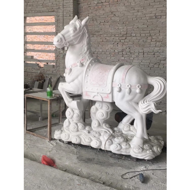 石雕厂家专业定制 定做马雕塑 大理石 马与马夫雕塑